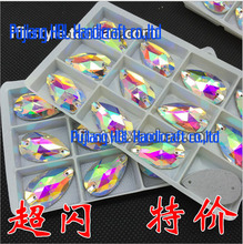 Crystals AB13x22mm 100pcs Teardrop Glass Sew On Stones  Flat back  Wedding Decoration Casual Dresses Rhinestones 2024 - buy cheap