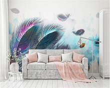 beibehang Wall papers home decor Modern minimalistic abstract hand drawn feathers geometric wallpaper TV background wall Mural 2024 - buy cheap