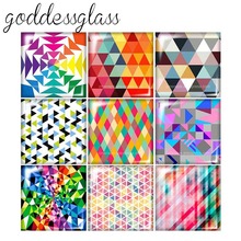 New Geometric patterns Gradient Reflective 12mm/20mm/25mm/30mm Square photo glass cabochon demo flat back Making findings FB0004 2024 - buy cheap