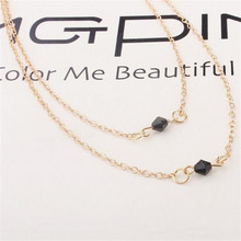 Simple double black crystal necklace   ND62 2024 - купить недорого
