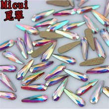 Micui 50pcs 3*10mm Drop Shapes  AB Clear Glass Crystal Flat Back Rhinestones Glue On Non Hotfix 3D Nail Art Decoration ZZ15H 2024 - buy cheap