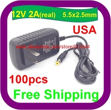 DHL Free Shipping 100pcs/lot AC 100-240V to DC 12V 2A Power Adapter Supply Charger For LED Strips Light 2024 - buy cheap
