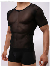 Frete grátis! camiseta masculina transparente de manga curta com fio de rede para homens sensual e confortável com mangas curtas 2024 - compre barato