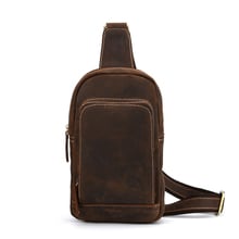 Bolsa de cuero Crazy horse para hombre, nueva bolsa de pecho de cuero para hombre, retro, primera capa de cuero, bolsa de hombro de ocio al aire libre 2024 - compra barato