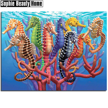 Needlework 5D Diy Diamond Painting Cross Stitch Seahorses and Corals Diamond Embroidery Full Drill Diamond Mosaic Picture 194016 2024 - buy cheap