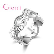 High Quality Punk Styles Crossed Leaves Real 925 Sterling Silver Band Rings for Man Women Fashion Jewelry Fast Shipping 2024 - buy cheap