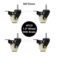 4PCS Mini 1.5" Mute Nylon Wheel With Brake Loading 35kg Replacement Swivel Casters Rollers Wheels With M8*25 Screw Rod JF1824 2024 - buy cheap