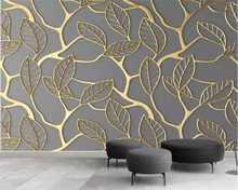 Beibehang-papel tapiz personalizado 3D con hojas tridimensionales doradas, Fondo de TV, pared, sala de estar, dormitorio, pintura decorativa 2024 - compra barato