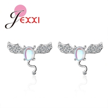 Cute Animal Bate Shape Jewelry For Women Girl 925 Sterling Silver Stud Earrings Shiny Opal Stone Clear Micro Crystal Gift 2024 - buy cheap