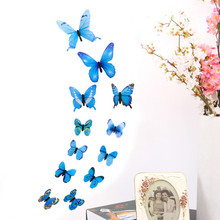12 шт ПВХ 3d бабочка Настенный декор милые бабочки наклейки на стену художественные наклейки для украшения дома комнаты настенные художественные детские обои-W 2024 - купить недорого