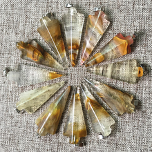 Hot Unisex Top Quality Fashion Natural Stone Arrow Pendants Charms Watermelon Skin Necklace for Jewelry Making 12pcs Wholesale 2024 - buy cheap