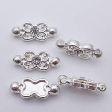 free shipping 18*8*4.5mm silver flower shape rhinestone connection beads with 4 holes clasp 100pcs/lot R307 2024 - buy cheap