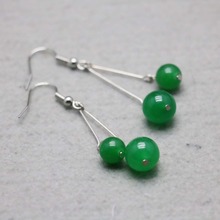 Pendientes de Calcedonia verde de estilo Retro para mujer y niña, cuentas de piedra Natural de 6mm y 8mm, regalos DIY 2024 - compra barato