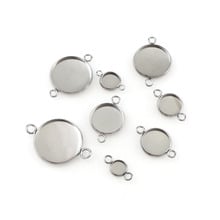 A+ Quality 10PC Stainless Steel Spacers Double Hole Connector Blank Base Fit Cabochon Cameo For DIY Connectors Jewelry Findings 2024 - buy cheap