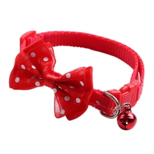  New Adjustable Polyester Dog Collars Pet Collars With Bowknot Bells Charm Necklace Collar For Little Dogs Cat Collars 2024 - buy cheap