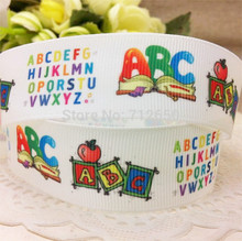 New Arrival 1'' 25mm School themes ABC printed Grosgrain Ribbon haribow gift wrapping garment accessory free shipping 2024 - buy cheap
