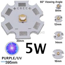 5x5 W LG3535 UV/ультрафиолетовый фиолетовый 395nm высокая мощность светодиодный излучатель 60 градусов с 8 мм/12 мм/14 мм/16 мм/20 мм Печатная плата, 3,6-3,8 в 1.5A 2024 - купить недорого