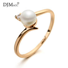 DJMACC Fashion Jewelry Tiny Rhinestones Rose Gold Color Simulated Pearl Wedding Rings For Women Christmas Gift(DJ0804) 2024 - buy cheap
