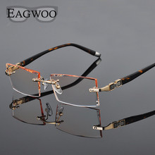 Metal Alloy Eyeglasses Men Rimless Prescription Reading Myopia Color MR-8 Crystal Glasses Frameless Spectacle Color Lenses258050 2024 - buy cheap