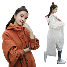 Korean On Both Sides Trench Coats 2021 Spring Autumn New Long Womens Windbreakers Female Casual Loose Overcoat Women Hooded Coat 2024 - buy cheap