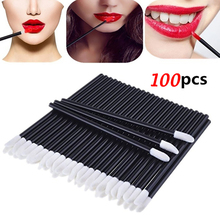 100 Pieces Black Disposable Lip Brush Cotton Swab Gloss Wand Makeup Cosmetic Tool 2024 - buy cheap