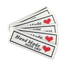 Etiquetas feitas à mão com coração, etiquetas de ferro em roupas, bolsa feita à mão termo-adesivo etiquetas para presente artesanal 2024 - compre barato