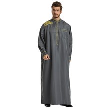 Модная мусульманская одежда, мужские халаты с длинным рукавом, вышитый узор, Арабский Дубай, индийский, Ближний Восток, исламский человек, tobe, кафтан W325 2024 - купить недорого