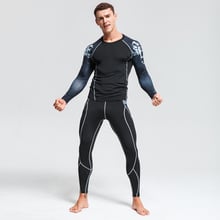 Men's Running sett Long Sleeve Tights Gym Suit Man Sports Compression Clothing Rashgard Male Crossfit T Shirt Teen wolf head 2024 - buy cheap