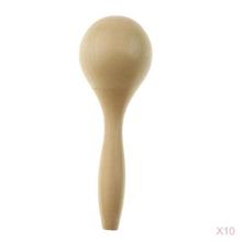10 Pcs Wooden Unpainted Sand Hammer Maraca Shaker Music Toys Musical Instrument Kids Baby Toddlers Hand Percussion Gifts 2024 - buy cheap
