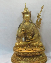 bi001605 Tibetan Temple 100% Bronze 24K Gold Padmasambhava Tibet master Buddha Statue 2024 - buy cheap