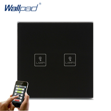 Best Quality WIFI Remote Switch Wallpad Black Glass 110-250V LED APP Wireless 2 Gang WIFI App Electric Touch Hotel Light Switch 2024 - buy cheap