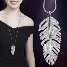 Модное ожерелье BYSPT для женщин, украшения в виде листьев с кристаллами, винтажное длинное ожерелье 2024 - купить недорого