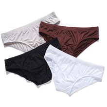 New Simple Ice Silk Seamless Male Breifs Sexy Transparent Thin Low Waist Underwear Solid U Convex Mens Cuecas Calzoncillos 2024 - buy cheap