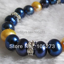 New Arriver Pearl Jewelry 7inch AA 7-8MM Golden Navy Mixes Natural Freshwater Pearl Elastic Lady's Girl's Bracelet Free Shipping 2024 - buy cheap