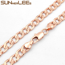 Sunnerlee-collar de Color oro rosa para hombre y mujer, cadena de eslabones cubanos con patrón de 6mm, regalo C66 N 2024 - compra barato