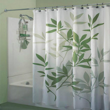 Cortina de baño impermeable para decoración del hogar, cortinas de ducha con estampado de hojas verdes para el baño, 100% 2024 - compra barato