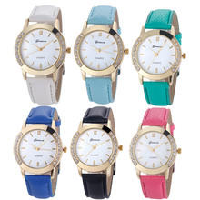 Genebra moda feminina diamante analógico de couro quartzo relógio de pulso relógios feminino legal mulher relógios relogio feminino vestido relogio 2024 - compre barato