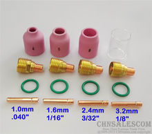 Ncvendcom kit de bico cerâmico de lente gás para soldagem tig 16 peças, copo pyrex para flash/20/25 2024 - compre barato