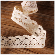 2.5cm Width Cotton Lace Trimming For Sewing Beige Color  DIY Cotton Lace Ribbon Renda Handmade Craft Decoration 2024 - buy cheap