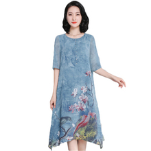 Silk Women's Dress New Summer Dress Single Button Loose print Ladies Dresses Silk Elegant Noble Plus Size Female Dress FC73 2024 - buy cheap