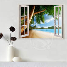 Póster de lona personalizado, póster de playa del Caribe en la ventana, tela, póster de pared, estampado de tela seda SQ0611-LQ01 2024 - compra barato