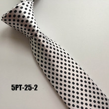 5cm moda hombres corbata estrecha elegante vestido camisa corbata blanca con puntos pequeños negros 2024 - compra barato