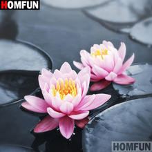 HOMFUN-pintura de diamante 5D DIY "flor", bordado de diamantes de imitación cuadrados o redondos, estilo punto de cruz 5D, decoración del hogar, A00496 2024 - compra barato