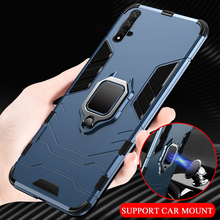 Iteuu anti-knock dedo anel suporte caso armadura para huawei honor 20 20 pro casos de montagem do carro kickstand à prova de choque duro volta capa 2024 - compre barato