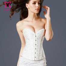 Corselet de noiva branco floral, jacquard, burlesco, lingerie de casamento, corselet, corpete gótico, roupas e corpete 2024 - compre barato