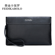 FEIDIKABOLO Rfid Wallet Genuine Leather Men Wallets Clutch Black Male Zipper Cowhide Leather Wallet Long Coin Purse Handy Bags 2024 - buy cheap
