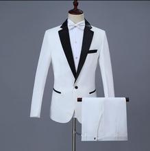 ¡Novedad de 2020! Conjunto de traje blanco para hombre con pantalones, trajes de boda para hombre, vestido formal a la moda, traje de novio para hombre + pantalón 2024 - compra barato