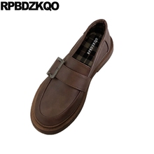 Mocassins femininos de estilo britânico, loafers, moças, pretos, marrom, vintage, sapatos de deslizar, chinês, bico arredondado, 2021 2024 - compre barato