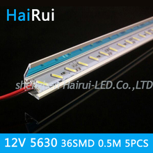5pcs*50cm Factory Wholesale 50CM DC 12V 36 SMD 5630 LED Hard Rigid  Strip Bar Light with Reflective V Aluminium shell 2024 - buy cheap