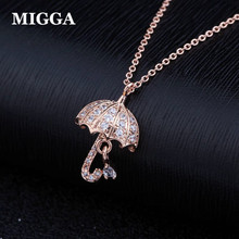 MIGGA Brand Rose Gold Color Cute Umbrella Pendant Necklace Fashion Cubic Zircon Necklace Girl Gift 2024 - buy cheap